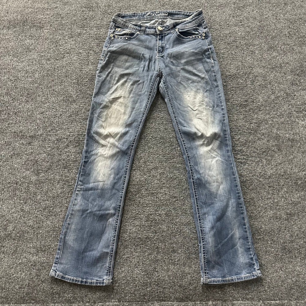 Sexy Couture Jeans Womens Size 11 Blue Bootcut Rhinestone Embellished Stretch